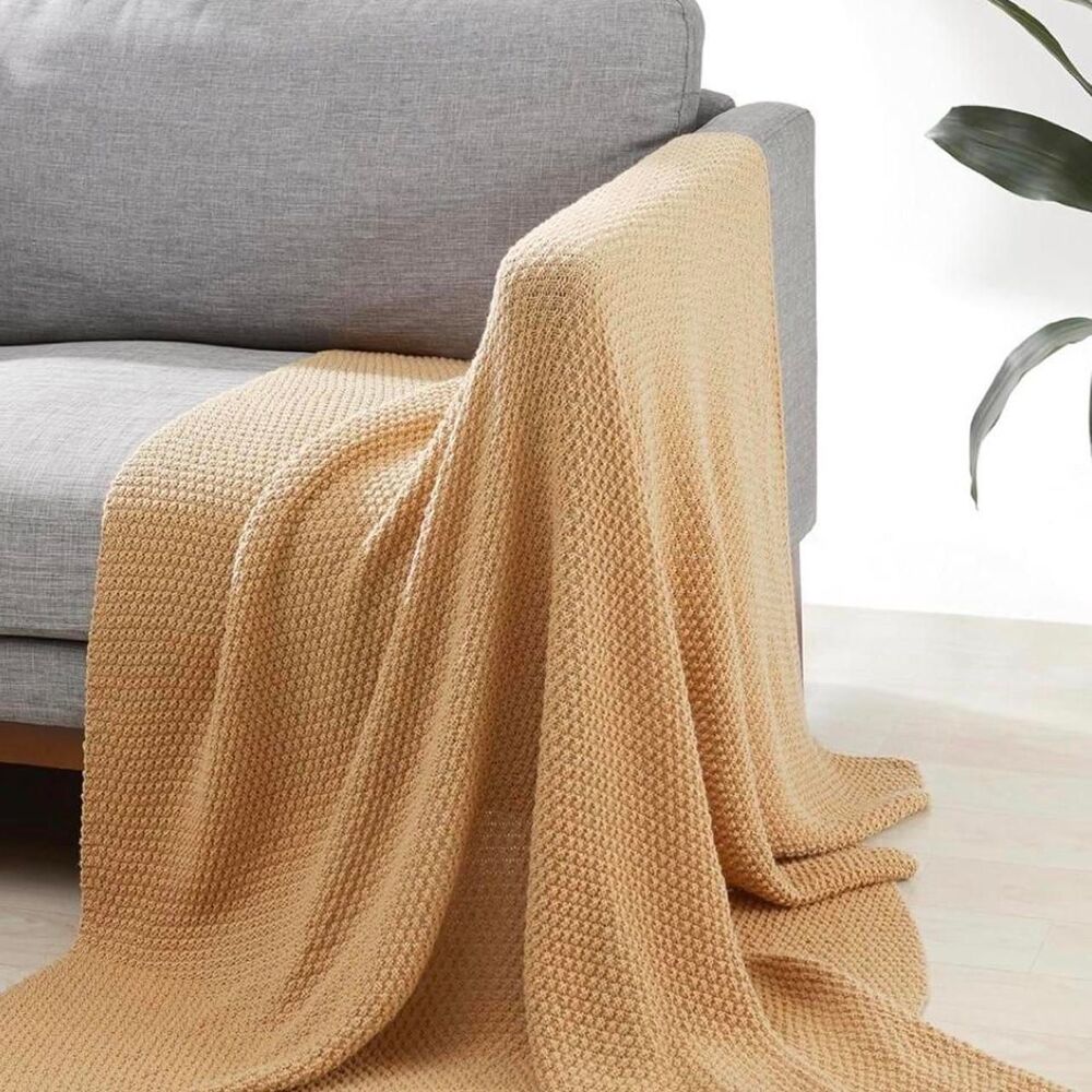 Chunky Cable Knit Throw Blanket 50"x60" in color Sand Soft & Cozy